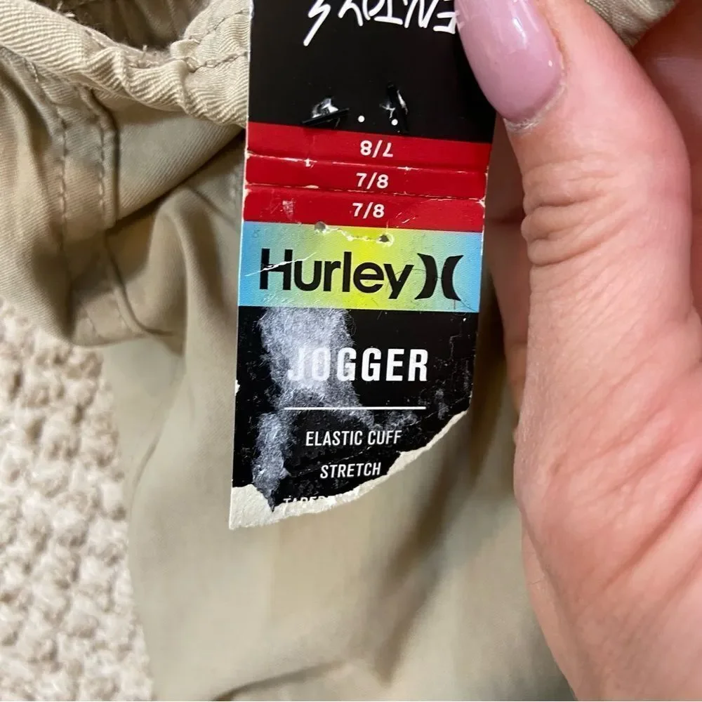 Brand new with Tags Boys Hurley H2O-Dri‎ twill joggers Size 7/8 Khaki